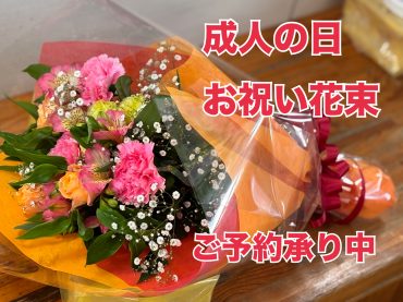成人の日のお祝い花束ご予約承り中です。|「フラワーショップはなまつ」　（京都府宇治市の花屋）のブログ